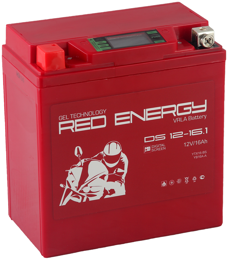 Мото аккумулятор Red Energy DS 1216.1, 12V 16Ah, 235А (150x87x161) YTX16-BS