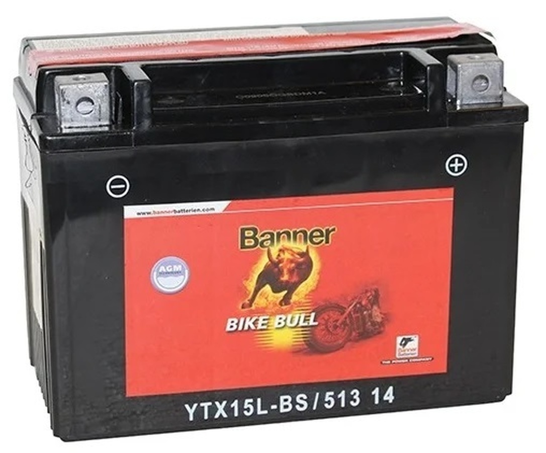 Мото аккумулятор Banner Bike Bull AGM 51314 YTX15L-BS 12V 13 Ач обр. пол. 175А (150x87x130) сухозаряж.