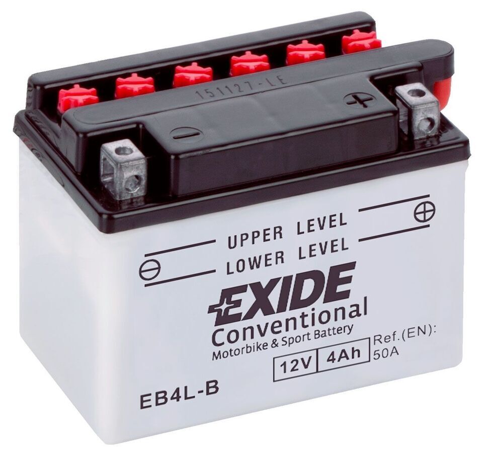 Мото аккумулятор Exide Conventional EB4L-B 12V 4Ah 50A (120x70x92) YB4L-B обр. пол. сухоз.