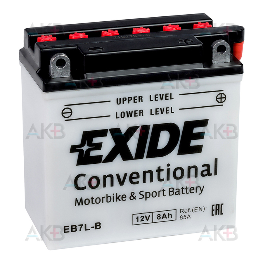 Мото аккумулятор Exide Conventional EB7L-B 12V 8Ah 85A (135x75x133) YB7L-B обр. пол. сухоз.