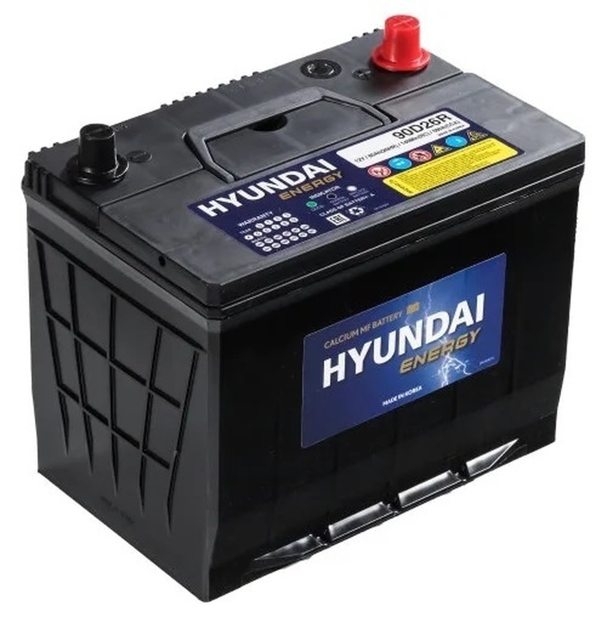 Автомобильный аккумулятор HYUNDAI 90D26R 12V 80L 680A (260x168x220) прям. пол.