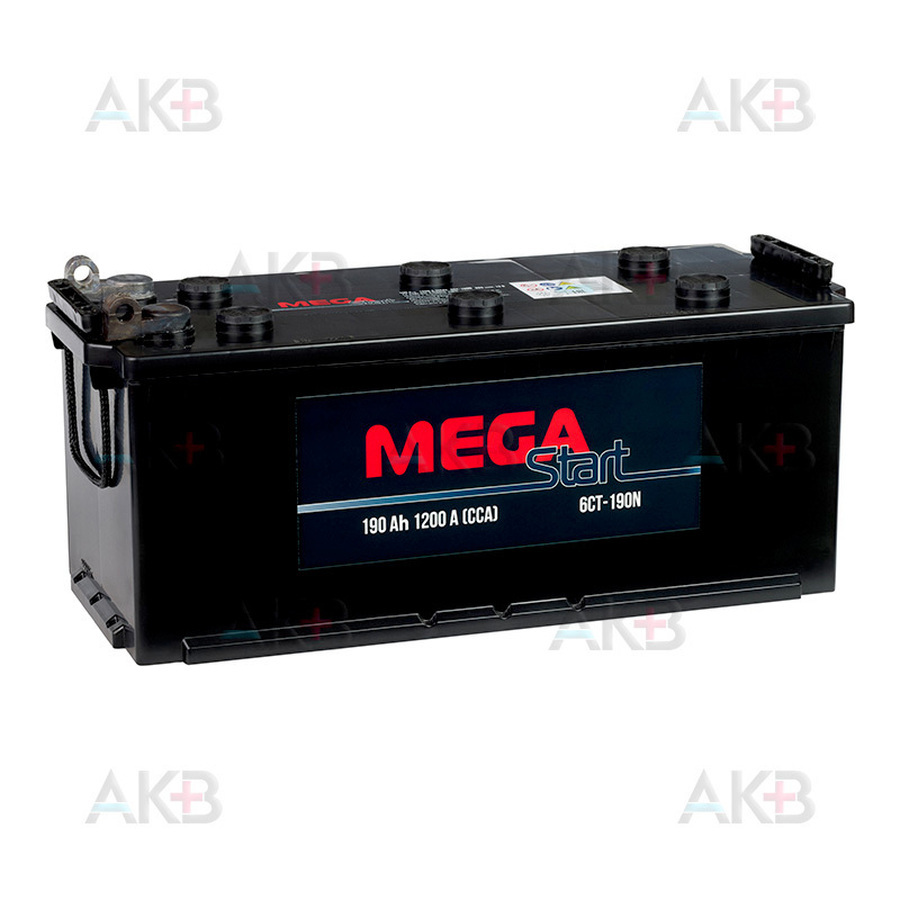 Автомобильный аккумулятор MEGA START 190 Ач 1200A п.п. (525х240х242) 6СТ-190N болт