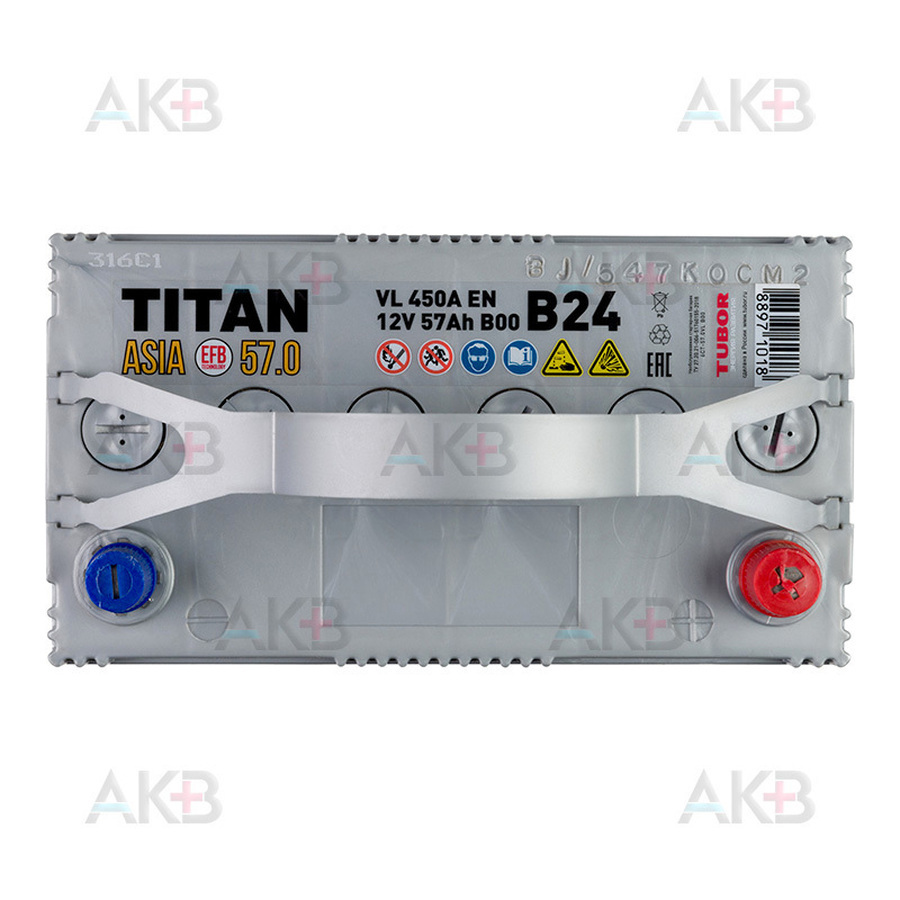 Автомобильный аккумулятор Titan Asia EFB 57 Ач 450А обр. пол.(236x128x223) 6СТ-57.0 B00