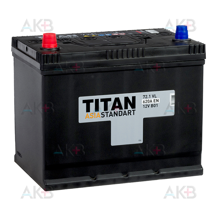 Автомобильный аккумулятор Titan Asia Standart 72 Ач 620А прям. пол. (258x175x221) 6СТ-72.1 VL B01