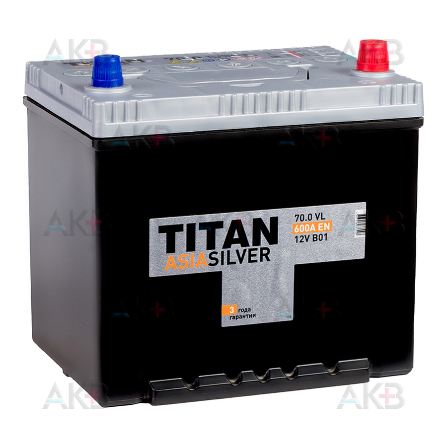 Автомобильный аккумулятор Titan Asia Silver 70 Ач 600А обр. пол. (230x175x221) 6СТ-70.0 VL B01