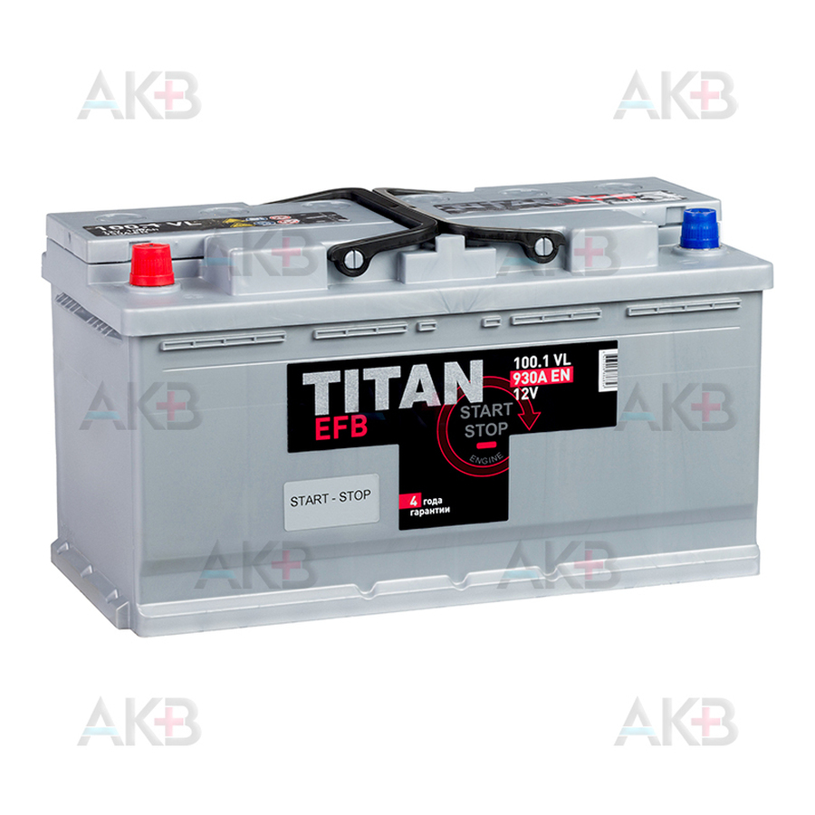 Автомобильный аккумулятор Titan EFB 100 Ач 930A прям. пол.(353x175x190) 6СТ-100.1 VL
