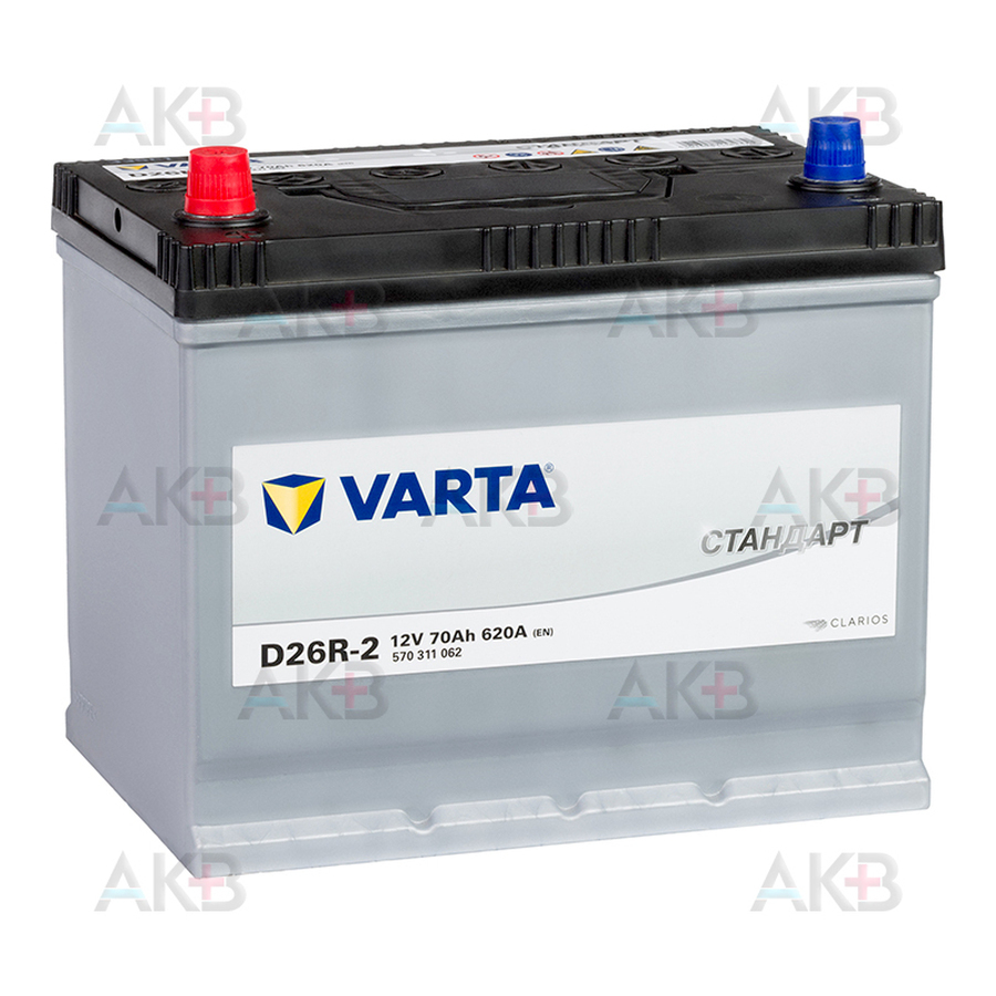 Автомобильный аккумулятор VARTA Стандарт 70 Ач 620А прям. пол. (260x175x224) 6СТ-70.1 D26R-2