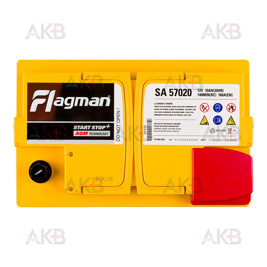 Автомобильный аккумулятор Flagman AGM 70 L3 760A (278x175x190) AX 57020