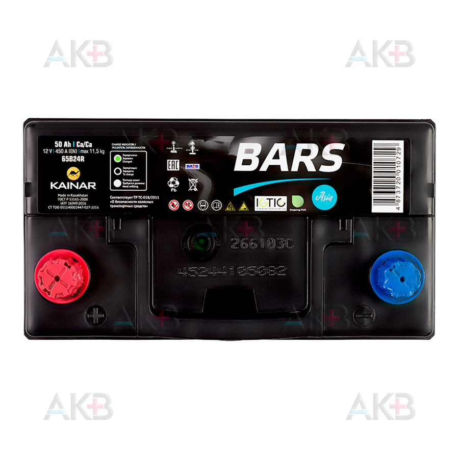 Автомобильный аккумулятор BARS Asia 6СТ-50 АПЗ п.п 450A (238x129x227) 65B24RS