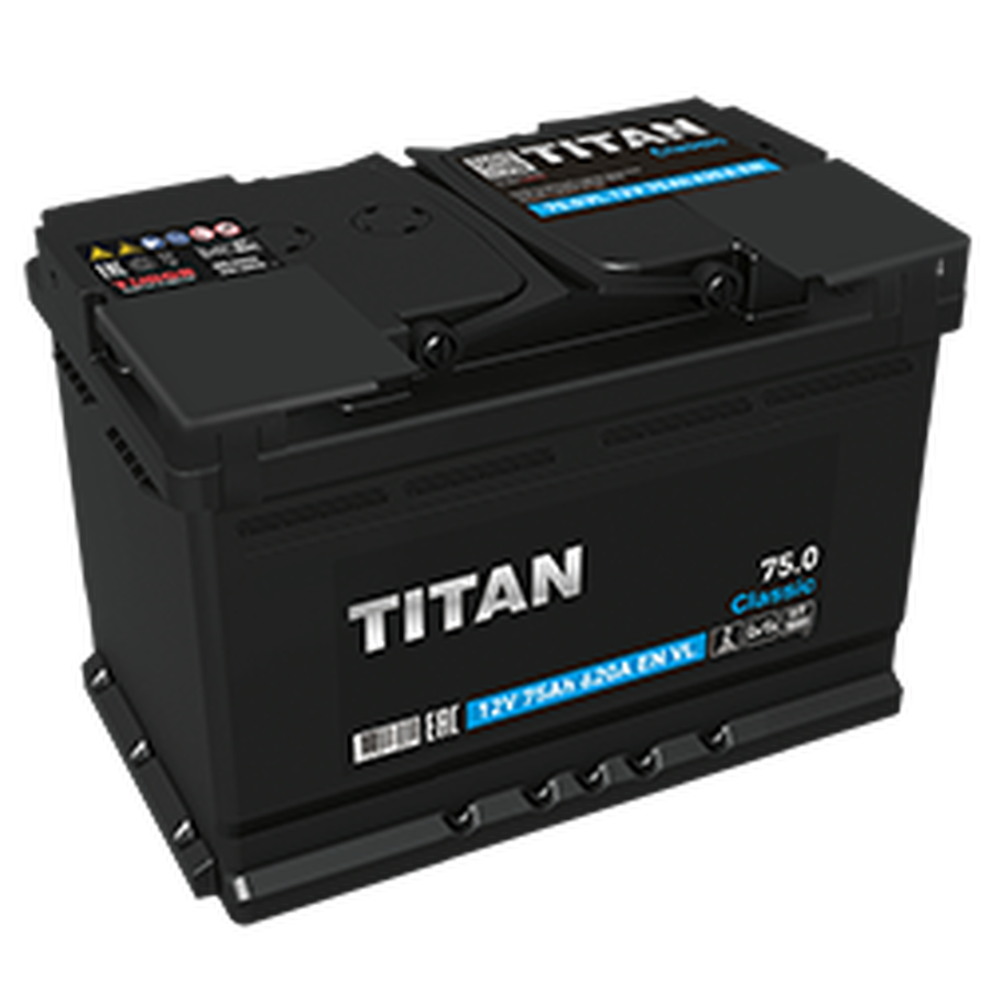 Автомобильный аккумулятор Titan Classic 75 Ач 620A обр. пол. (278x175x190) 6CT-75.0 VL