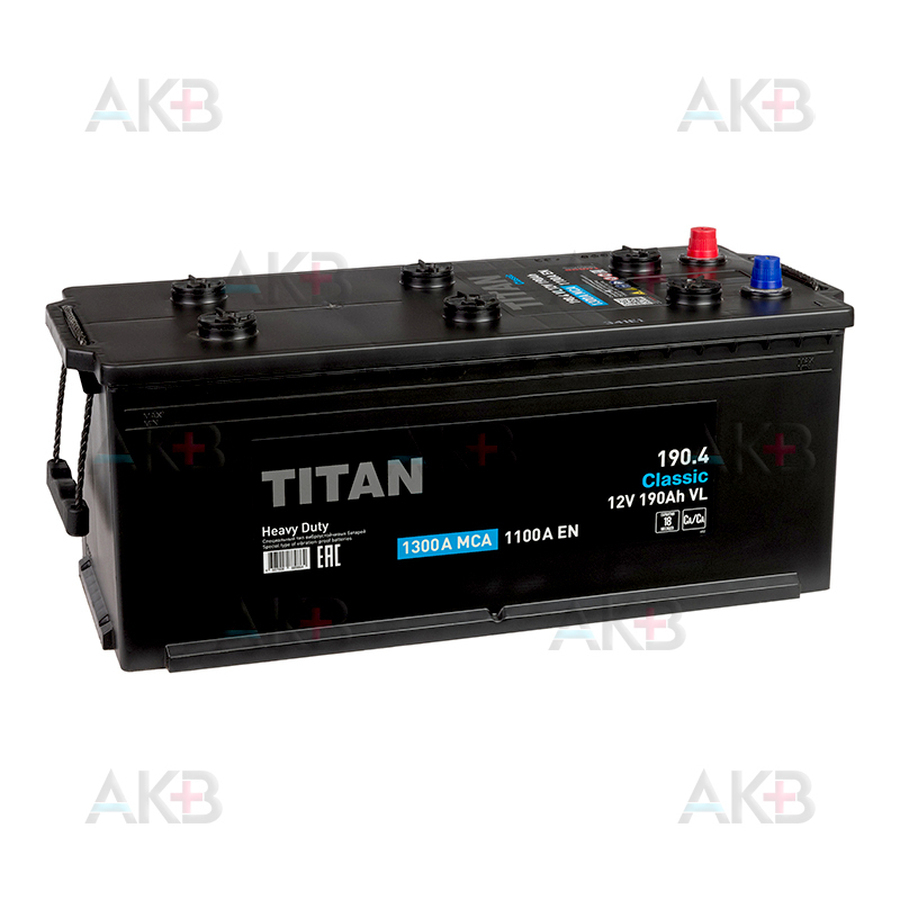 Автомобильный аккумулятор Titan Classic 190 Ач 1100А прям. пол. (513x225x218) 6СТ-190.4 VL