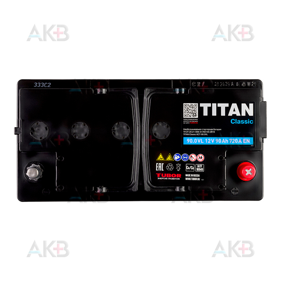 Автомобильный аккумулятор Titan Classic 90 Ач 720A обр. пол. (353x175x190) 6CT-90.0 VL