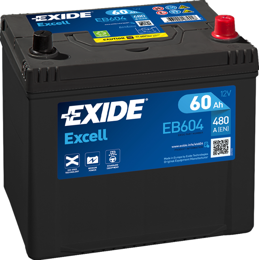 Автомобильный аккумулятор Exide Excell 60R (480A 230x172x220) EB604