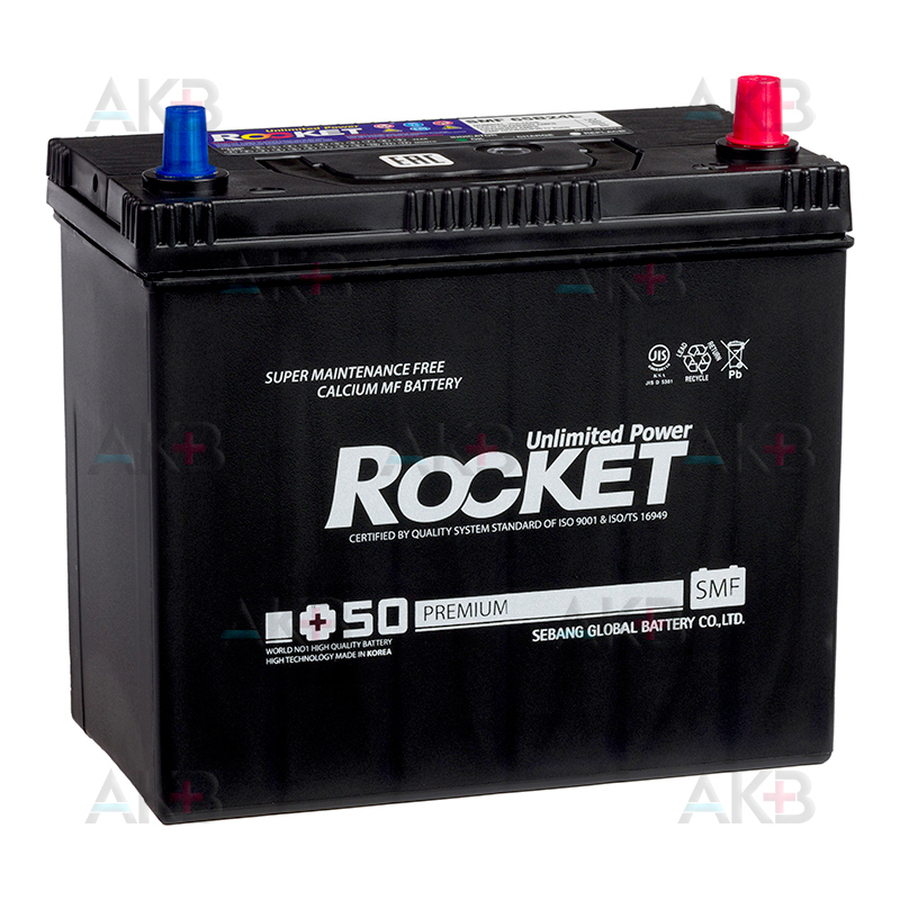 Автомобильный аккумулятор Rocket 65B24L 50Ah 480A (238x129x225) обр. пол.