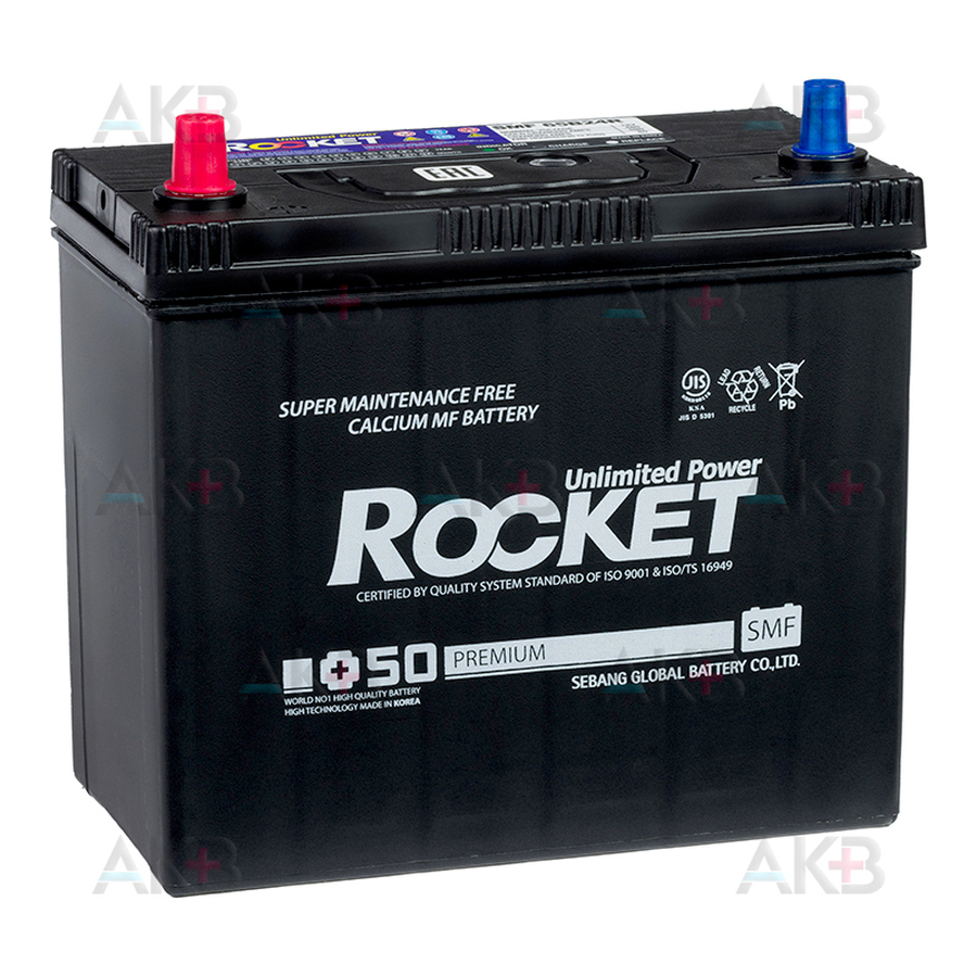 Автомобильный аккумулятор Rocket 65B24R 50Ah 480A (238x129x225) прям. пол.