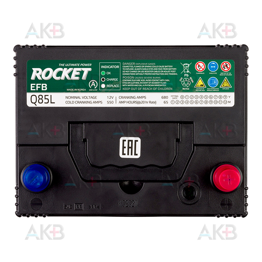 Автомобильный аккумулятор Rocket EFB Q85L 65Ah 680A обр. пол. (232x175x225)