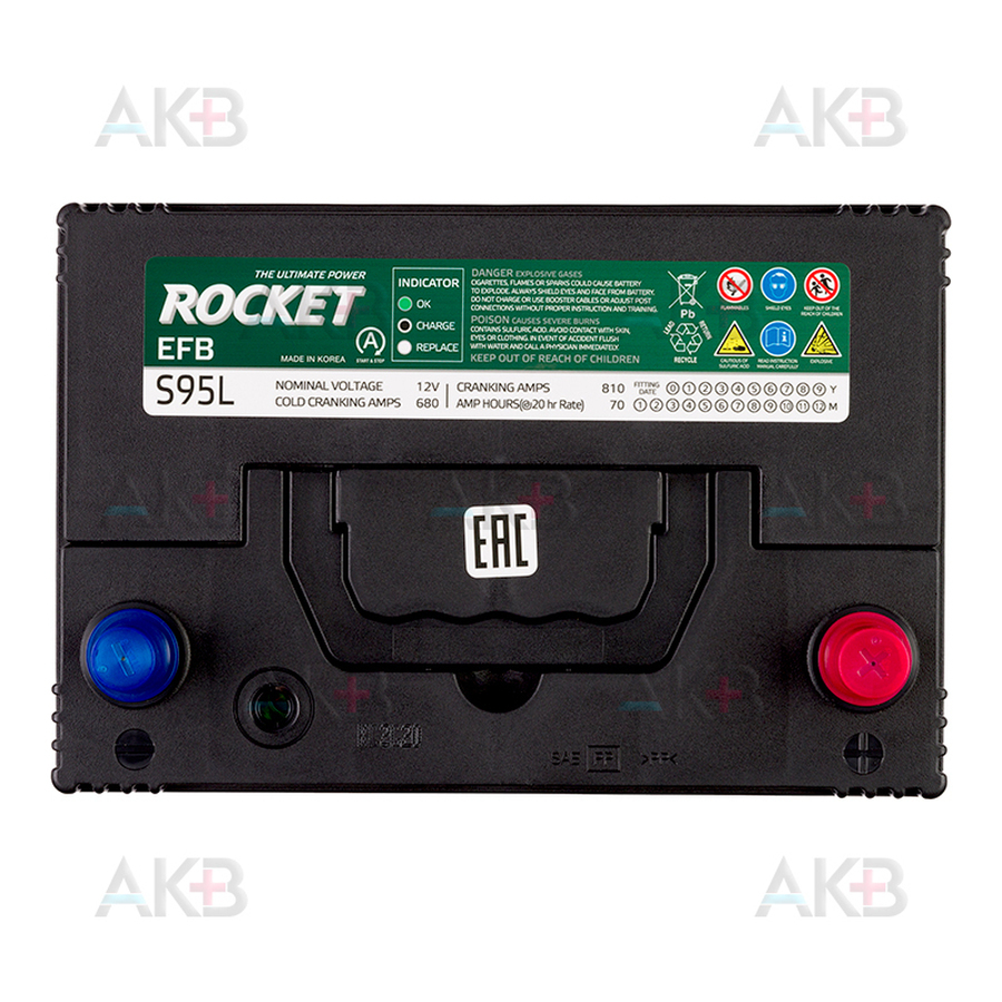 Автомобильный аккумулятор Rocket EFB S95L 70Ah 810A обр. пол. (260x175x225)