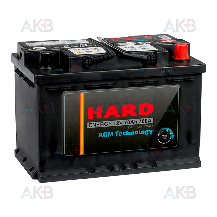 Купить Автомобильный аккумулятор HARD AGM 70Ah 760A (278x175x190
