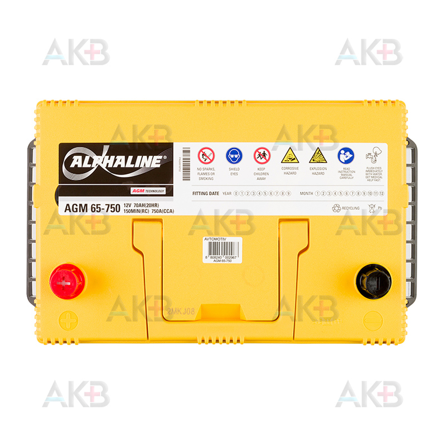 Автомобильный аккумулятор Alphaline AGM 65-750 12V 70Ah 750A (306x190x192)