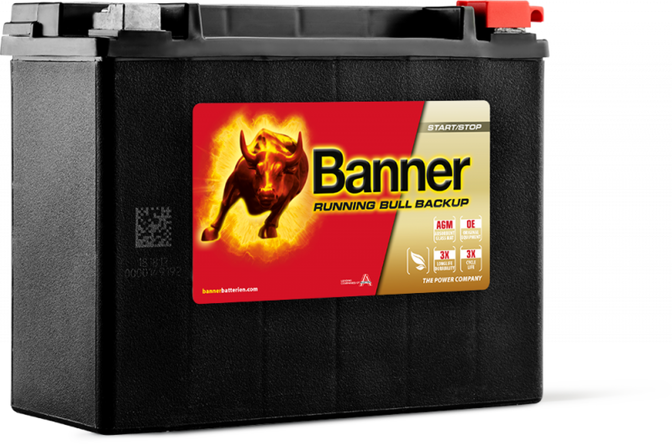 Мото аккумулятор BANNER Running Bull AGM BACKUP 51801 20Ah обр. пол. 300A (205x87x162) YTX24HL-BS 51800 AUX 18L