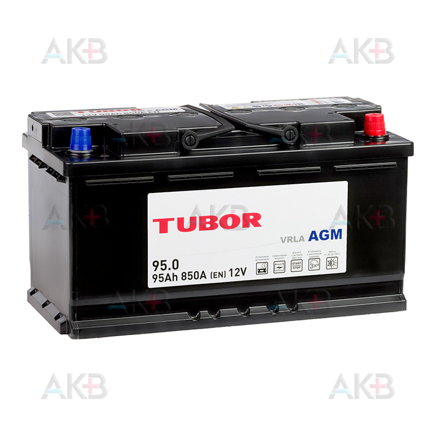 Автомобильный аккумулятор TUBOR AGM 95Ah 850A (354x175x190) 6СТ-95.0 VRLA