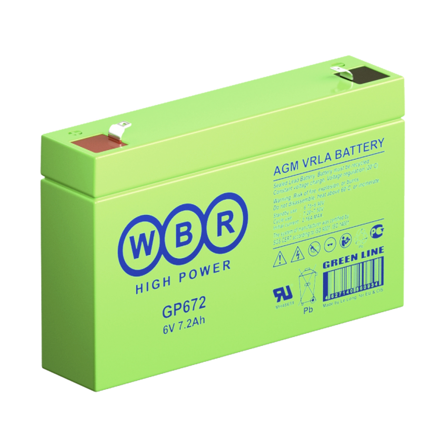 Аккумуляторная батарея WBR 672 6V 7.2 Aч (151x34x100)