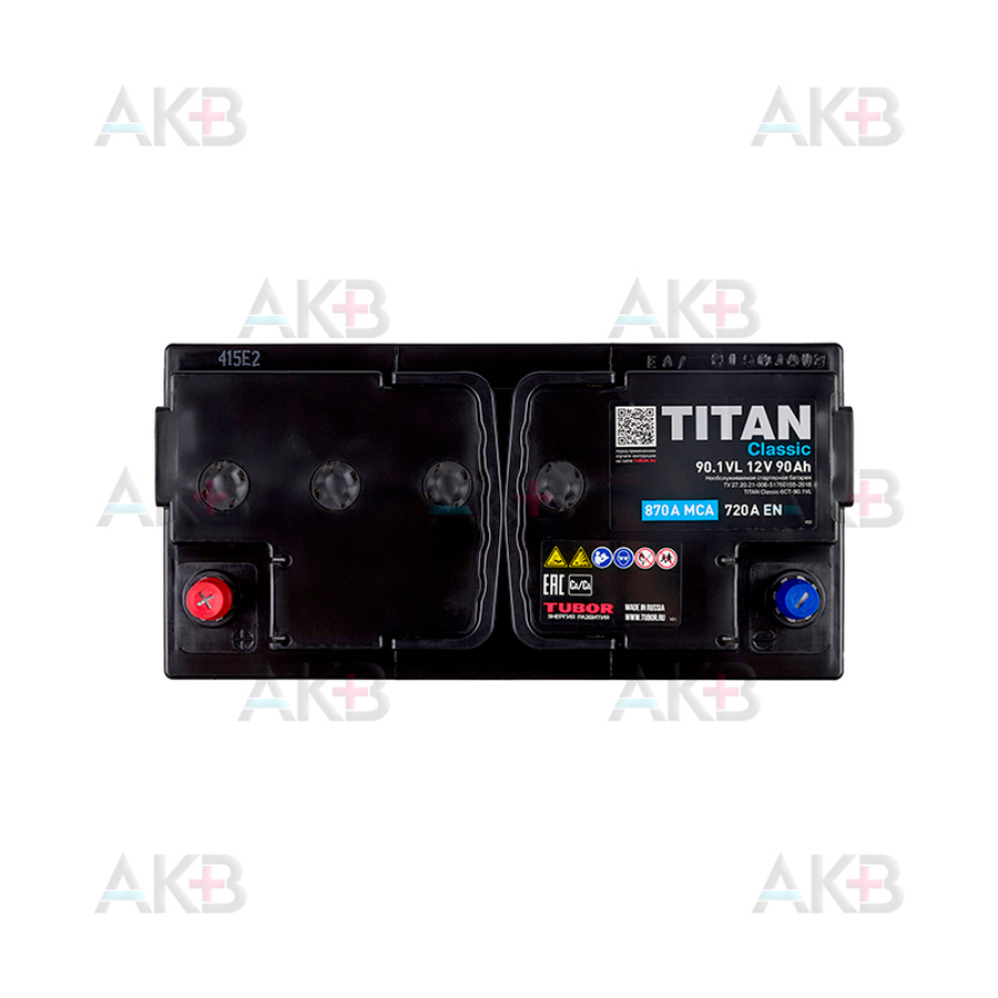 Автомобильный аккумулятор Titan Classic 90 Ач 720A прям. пол. (353x175x190) 6CT-90.1 VL