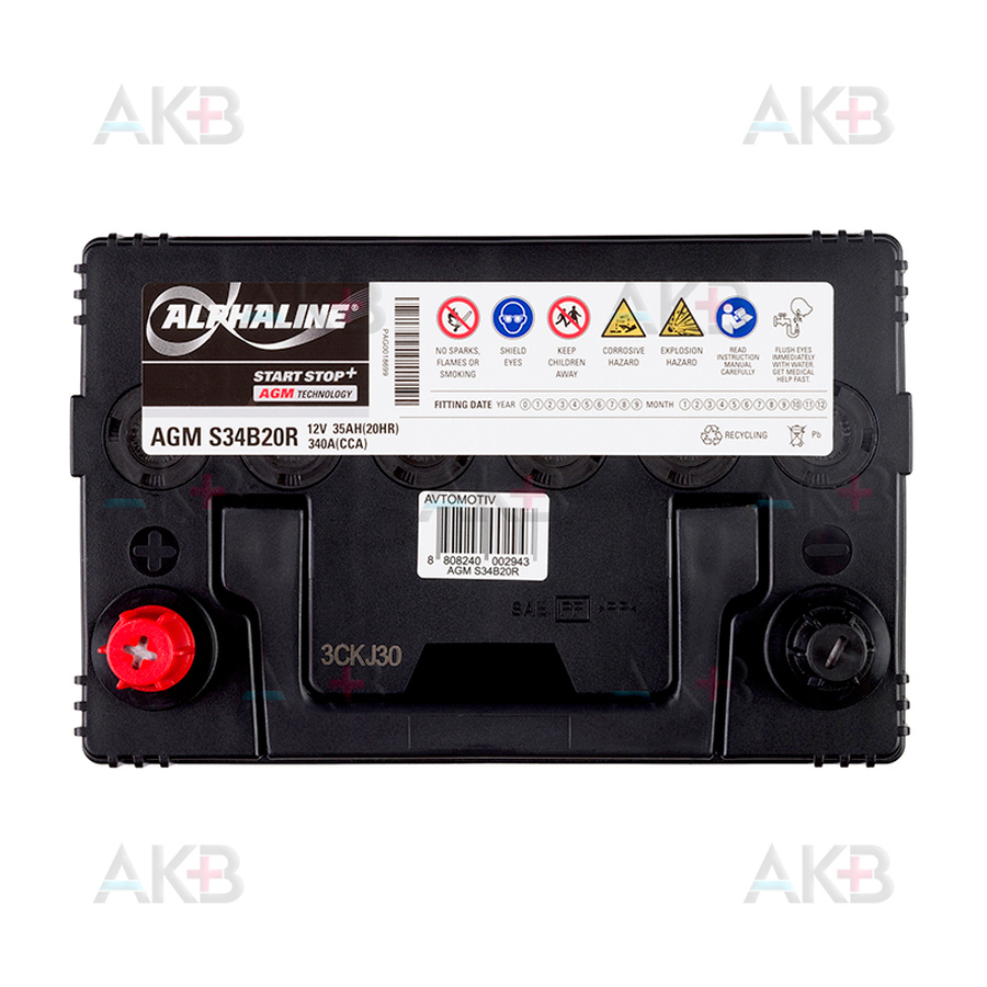 Автомобильный аккумулятор Alphaline AGM 35Ah 340A п.п. AX S34B20R (197x127x220) Start-Stop