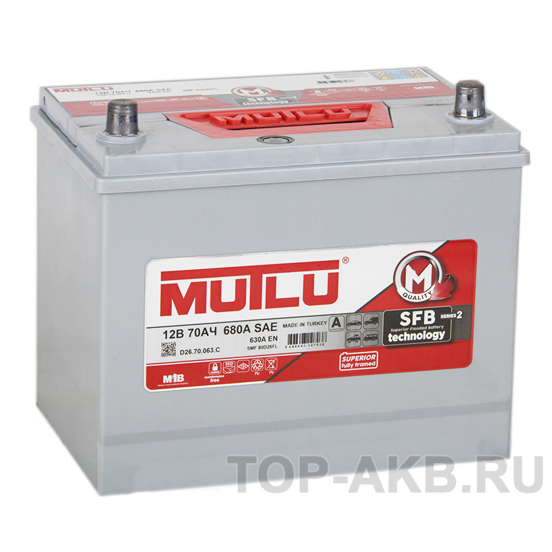 Автомобильный аккумулятор Mutlu Calcium Silver 70R Asia 600A 260x175x225