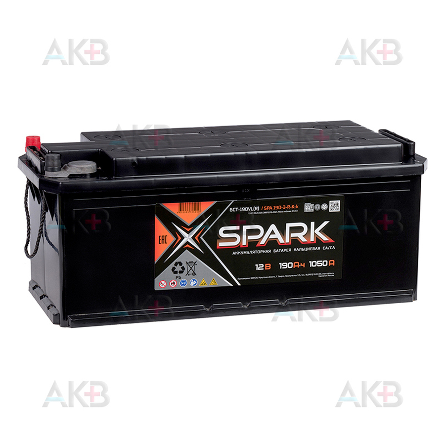 Автомобильный аккумулятор SPARK TT 190Ач 1050A прямая пол. (514x218x210) SPA 190-З-L-К