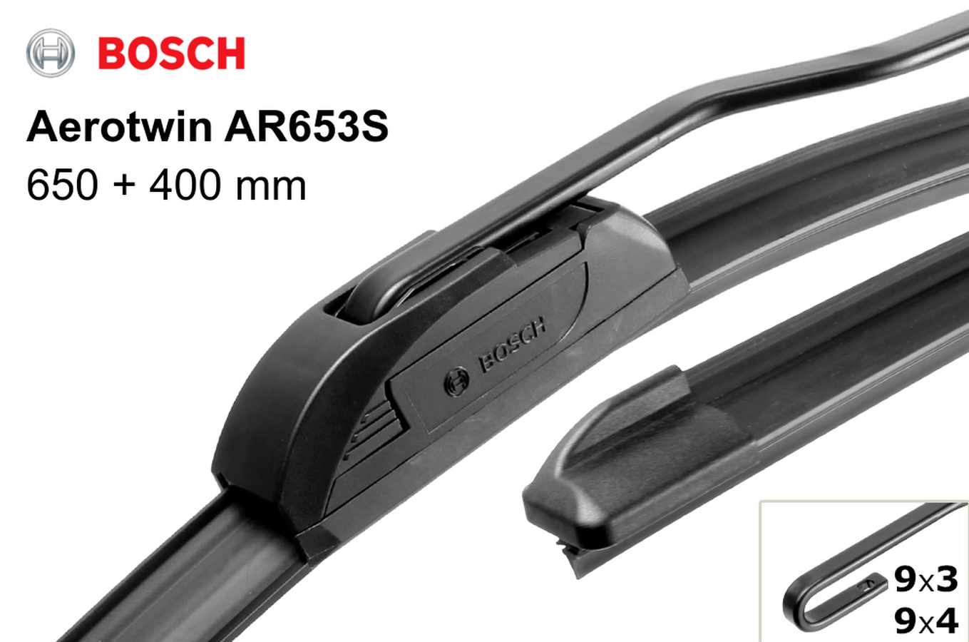 Щетки стеклоочистителя  Bosch AeroTwin AR653S 650мм/26 и 400мм/16 комплект (беск.) 3 397 118 911