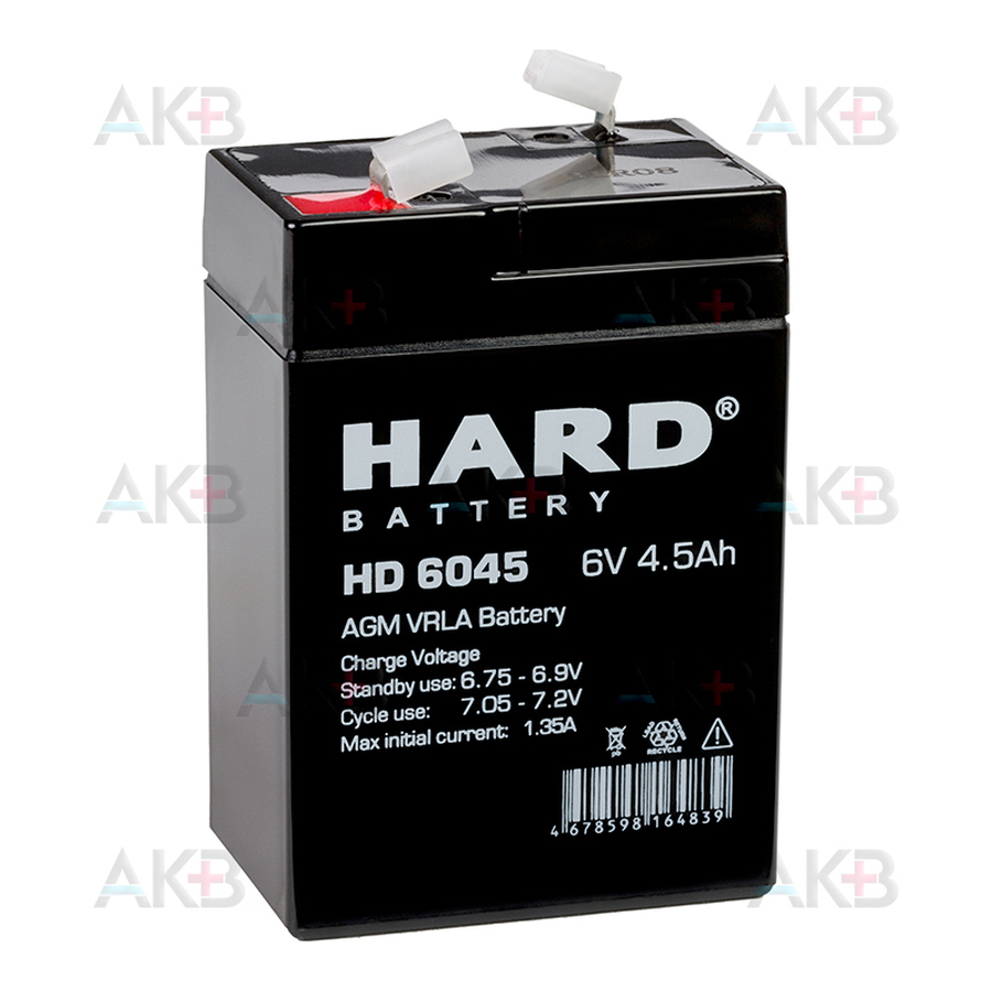 Аккумуляторная батарея HARD HD 6045 6V 4.5Ah (70x48x102)