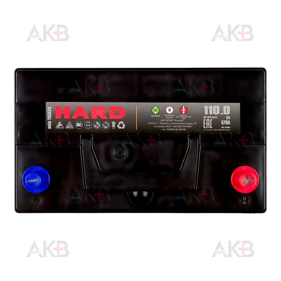 Автомобильный аккумулятор HARD ASIA 115D31L 110 Ач 870A о.п. (306x173x225) ca/ca Silver