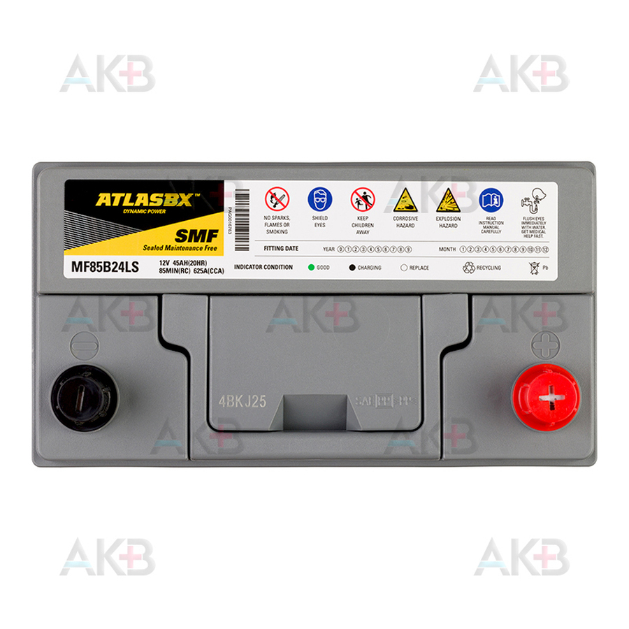 Автомобильный аккумулятор ATLAS 85B24LS 45Ah 625A 238x129x227 Tesla Model 3