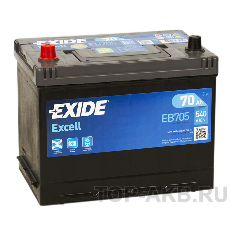 Автомобильный аккумулятор Exide Excell 70L (540A 261x173x225) EB705
