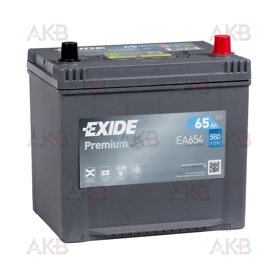 Автомобильный аккумулятор Exide Premium 65R (580А 230x173x222) EA654