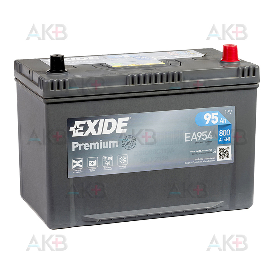 Автомобильный аккумулятор Exide Premium 95R (800А 306х173х225) EA954