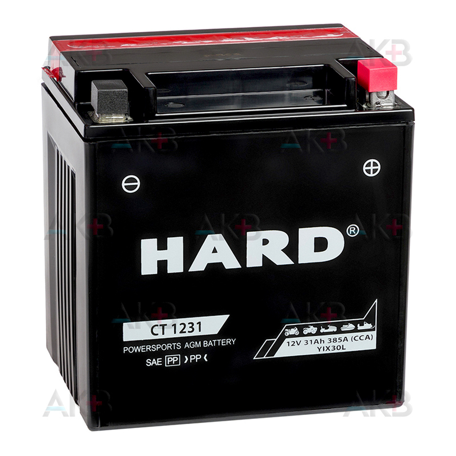 Мото аккумулятор Аккумулятор HARD YIX30L Extreme Line 12V 31 Ah 385А (168x126x175) CT 1231 обр. пол. AGM сухоз.