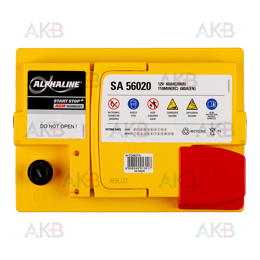 Автомобильный аккумулятор Аккумулятор Alphaline AGM 60 L2 680A (242x175x190) AX 56020