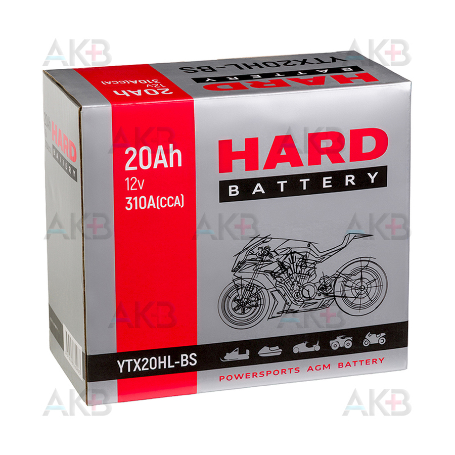 Мото аккумулятор HARD AGM 20 Ah 310А обр. пол. (175x87x155) CT 12201 YX20HL-BS