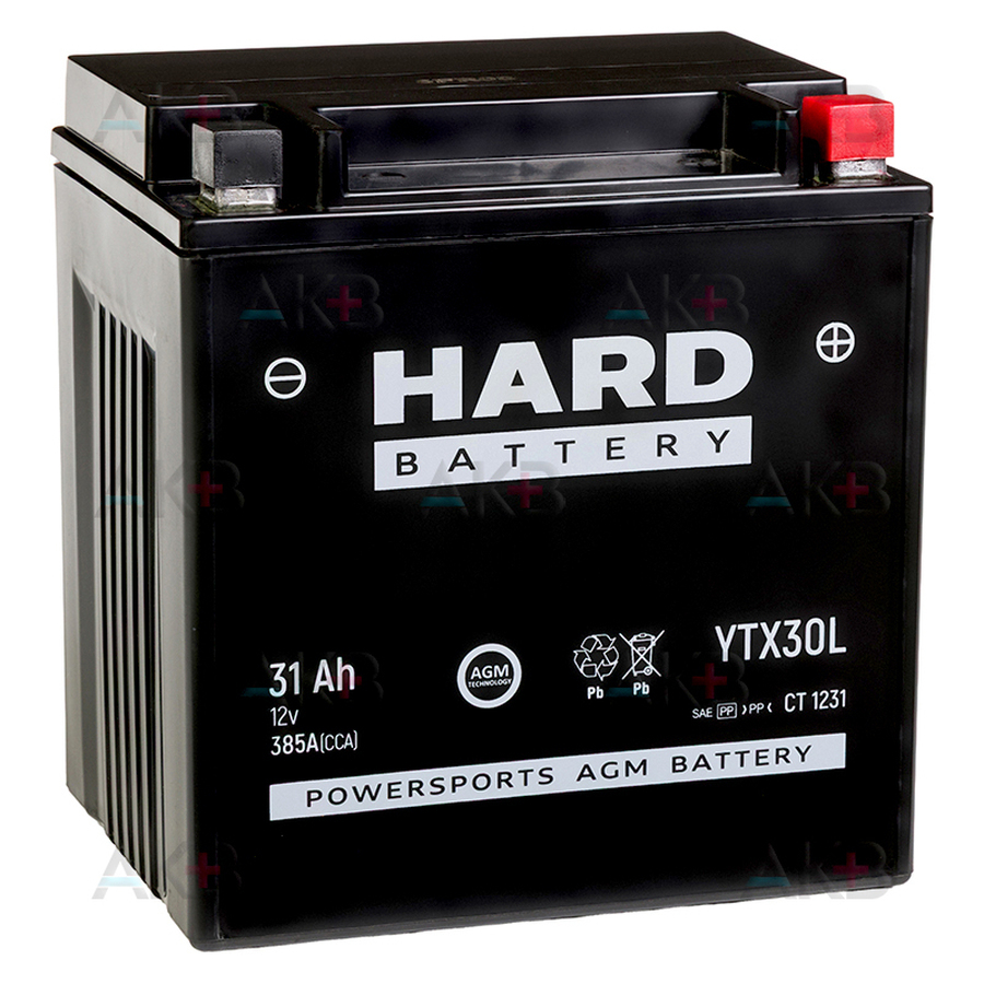 Мото аккумулятор HARD AGM 31 Ah 385А обр. пол. (168x126x175) CT 1231 YIX30L