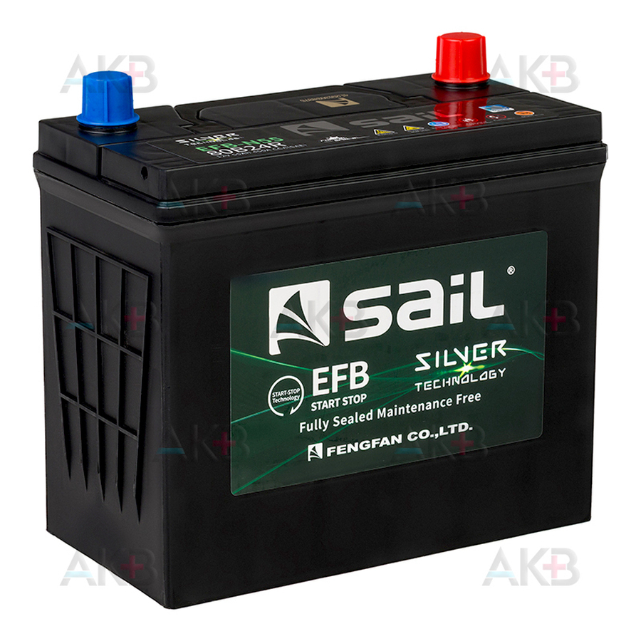 Автомобильный аккумулятор SAIL EFB 80В24R (N55) 55 Ач 450A прям. пол. (238x129x225) станд. клеммы Start Stop