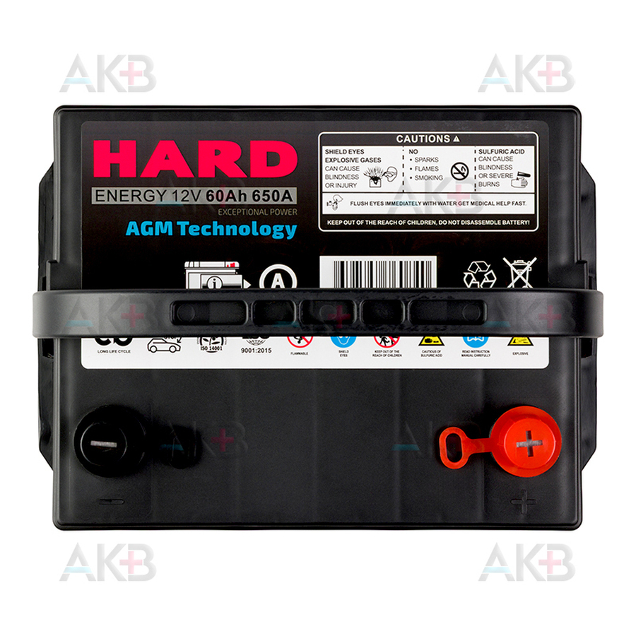 Автомобильный аккумулятор HARD AGM S55D23L 60 Ач 650A обр. пол. (230x170x225) Start Stop