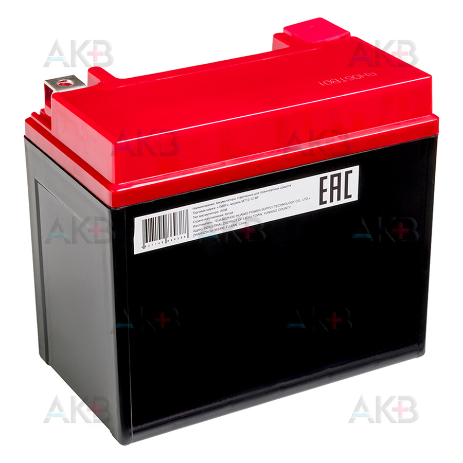Мото аккумулятор WBR MT12-12 MF AGM 12 Ач 180А прямая пол.(150x87x130) YTX14-BS, YTX12-BS