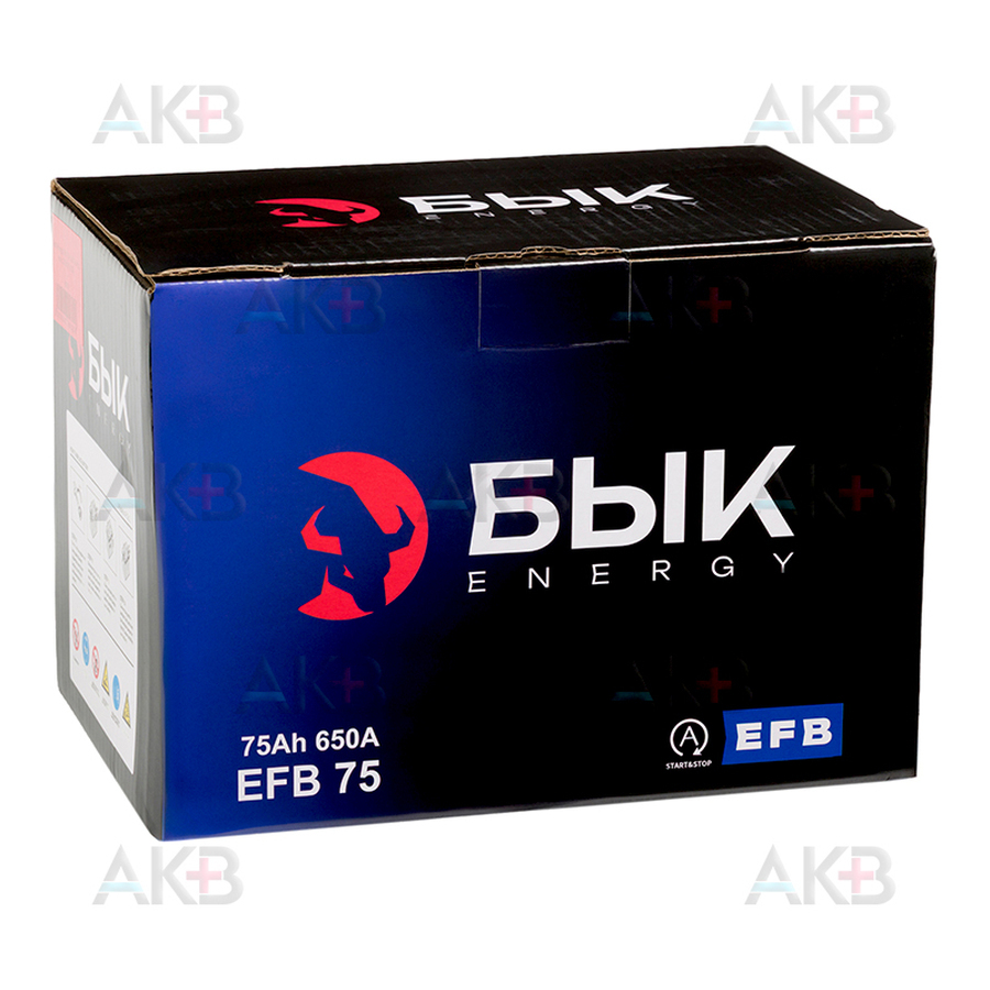 Автомобильный аккумулятор БЫК Energy EFB 75Ah 650A обр. пол. (278x175x190)