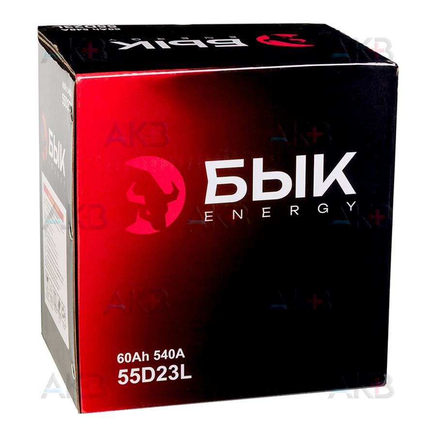 Автомобильный аккумулятор БЫК Energy 55D23L 60Ah 540A обр. пол. (230x170x225) бортик