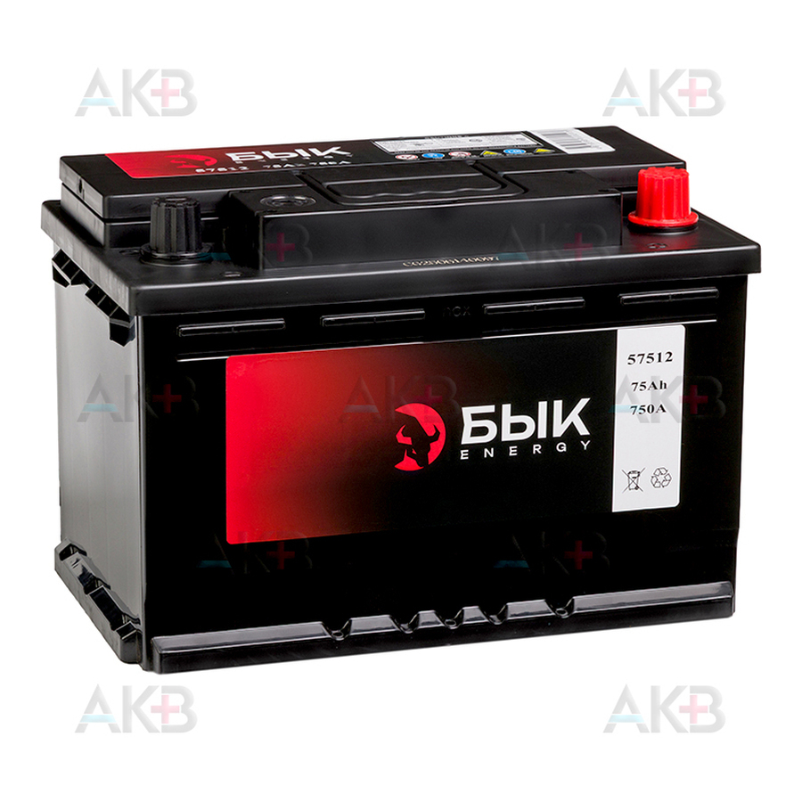 Автомобильный аккумулятор БЫК Energy 57512 75Ah 750A обр. пол. (278x175x190)