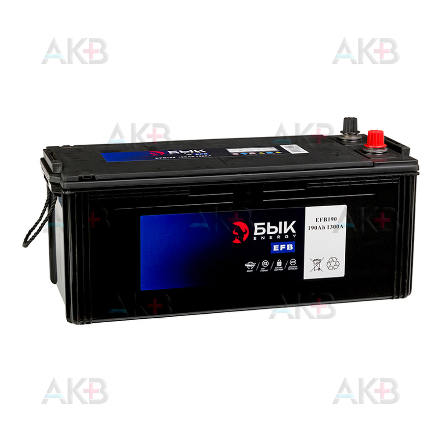 Автомобильный аккумулятор БЫК Energy EFB 190Ah 1300A обр. пол. (506х220х223)