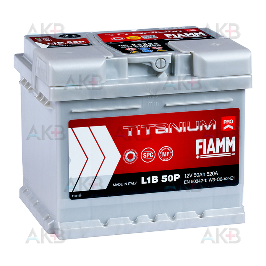 Автомобильный аккумулятор Fiamm Titanium Pro 50 Ач 520A обр. пол. (207x175x175) низк. L1B 50P