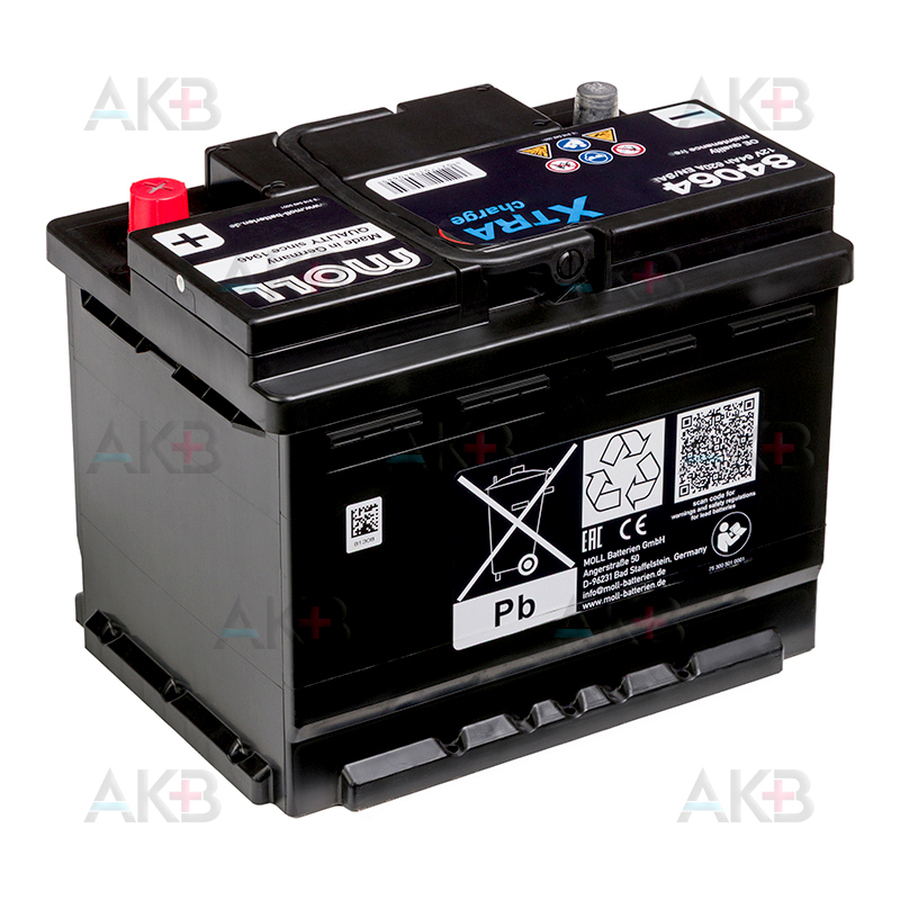 Автомобильный аккумулятор Moll X-TRA charge 64 Ач 620A обр. пол. (242x175x190) 84064